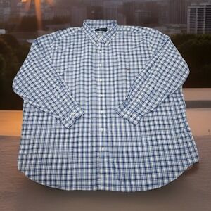 Ralph Lauren Shirt Men 4XB Big Blue Plaid Polo Button Down Flesh Pony Preppy